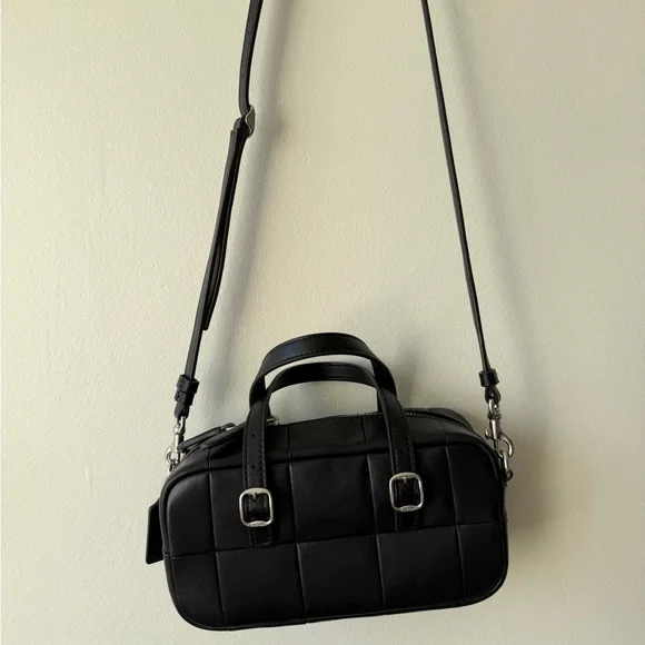 Coachtopia coach Alter/Ego Mini Satchel Bag black Checkerboard Leather Crossbody - Picture 5 of 6